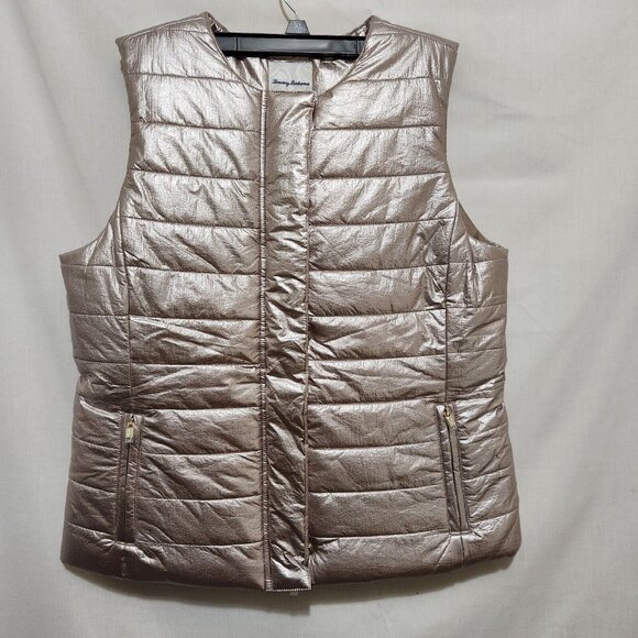 Tommy Bahama Jackets & Blazers - Tommy Bahama Women’s Metallic Zip Snap Puffer Vest Balboa Mist Size S NWT --5